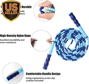 Jump Rope for Kids, Adjustable Length Tangle-Free Segmented Soft Beaded Skipp... - Picture 1 of 7