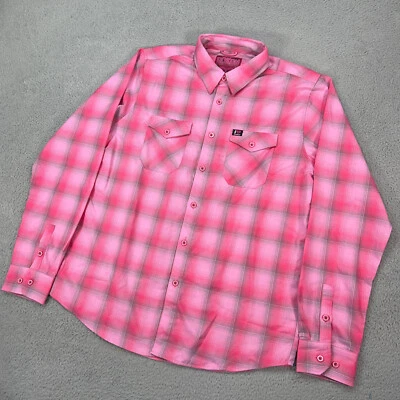 Dixxon Shirt Mens XL Tall Pink Plaid Button Up Keep A Breast Flannel Cancer - Image 1 of 4