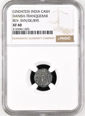 1620 - 1648 Danish India Lead Cash, Kas, NGC XF 40, KM-17, RRR Rarity - Image 1 of 3