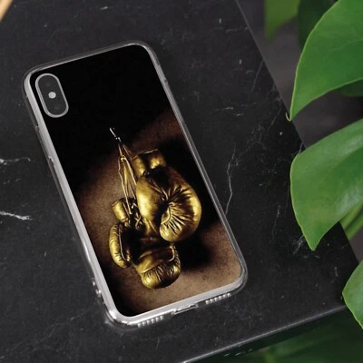 Funda de teléfono con guantes de boxeo para todos los mejores teléfonos móviles iPhone Huawei 090-1 negra Foto 1 de 2