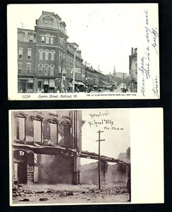 B74 Rutland, Vt. 2 Pcs. Fire 1906 The Mead Bldg. Centre St. Pub.By PC Co. N.Y. - Picture 1 of 2
