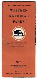 WESTERN NATIONAL PARKS ~ 1935 Map with Info & Photos - Picture 1 of 2