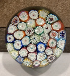 Stunning Millefiori Art Glass Paperweight Floral Design - Dome Variety Color! - Picture 1 of 5