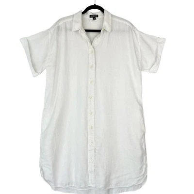 J. Crew White Capitaine Linen Shirt Dress Casual Button M casual preppy classic - Image 1 of 4