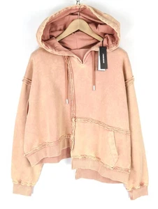 DIESEL F-Mikky Felpa Women Hoodie L Peach Hooded Asymmetrical Pocket RRP€195 - Picture 1 of 10