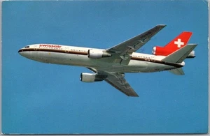 Vintage SWISSAIR Aviation Advertising Postcard "DC-10-30" / 1981 VATICAN Cancel - Picture 1 of 2