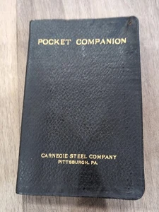 1923 Pocket Companion Carnegie Steel Company Pittsburg PA Leather Bond VG Cond! - Foto 1 di 5