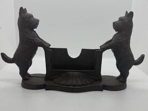 Cast Iron Scottie Terrier Dog Business Card Holder Office Desk Decor - Picture 1 of 6