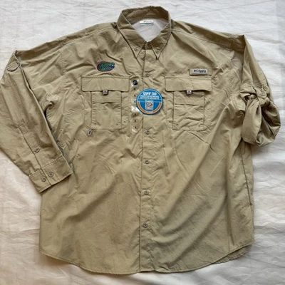 Columbia Florida Gators Shirt PFG Vented Long Sleeve Tan Khaki Men's XL XLarge - Image 1 of 4