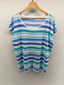 Talbots Women's Plus Size 2X Linen Tunic Tee Striped - Picture 1 of 4