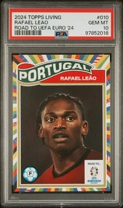 2024 Topps Living Road To UEFA Euro #10 Rafael Leao PSA 10 Portugal Pop 5 - Picture 1 of 2
