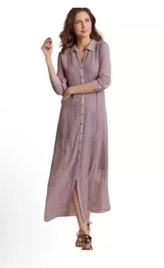 NWOT’s Soft Surroundings Dusty Lilac Ibiza Embroidered Georgette Maxi Dress Sz M - Picture 1 of 6