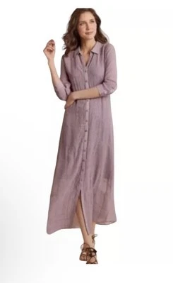 NWOT’s Soft Surroundings Dusty Lilac Ibiza Embroidered Georgette Maxi Dress Sz M - Image 1 of 4