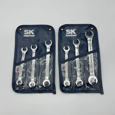 SK Tools Metric & SAE Flare Nut Line Wrench Set 6 Point Superkrome 6pcs USA - Image 1 of 4
