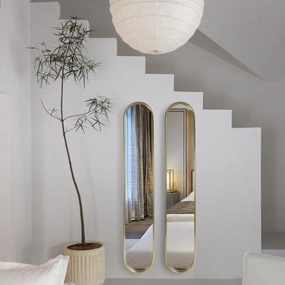 Espejo ovalado dorado de longitud completa, espejos largos de cápsula estrecha con marco de metal para... Foto 1 de 4