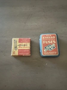 Vintage Exello Standard Fuses Exello Hinged Tin colorful 3 Fuses, Fine Fuses Box - Picture 1 of 6