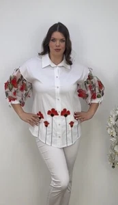 Brand New Designer DARKWIN White Blouse Plus Size 1 (Turkish ). US 16-18 1X - Picture 1 of 20
