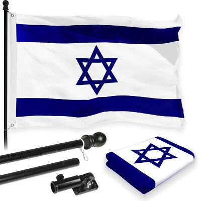 Bandera Poste 6FT Negro e Israel Bandera Israelí 3x5FT Combo Impreso 150D Poliéster Foto 1 de 4