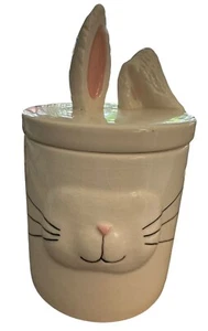 Bote de conejo blanco de cerámica 3D cara Whimsey hogar decoración de Pascua por magenta - Imagen 1 de 10