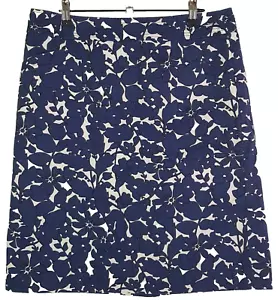 Sportscraft Floral Denim Skirt Womens 12 Blue White Cotton A-Line Knee-Length - Picture 1 of 10
