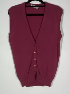 JAEGER LONDON Womens 100% Wool Lambswool Pink Purple Vest Vintage Cosy Size M-L - Picture 1 of 6