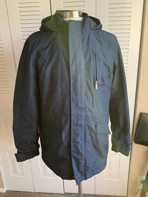 Chaqueta Abrigo Largo con Capucha Acolchado Negro-Azul Lincoln Para Hombre Talla M Foto 1 de 4