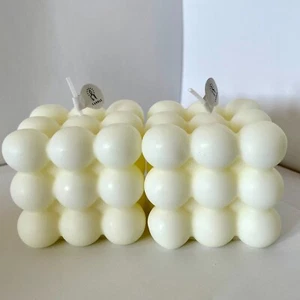 2pc White Scented Bubble Cube Candle Bubble Candle Soy Candle Valentine Gifting - Picture 1 of 4