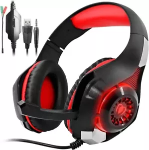 LED Luz Gamer Auriculares Audifonos Gaming para PS4 PC Xbox One con Microfono US - Picture 1 of 21
