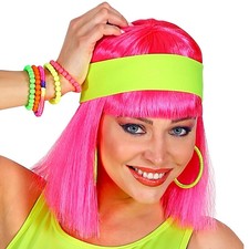 80er Aerobic Stirnband Neongelb Kopfschmuck Neon-Haarband Fitness-Schweißband