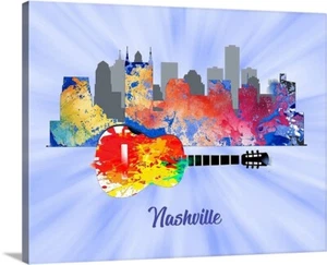 Nashville Tennessee Skyline Art Giclee Poster Or Canvas Wrap art Cityscape Art - Picture 1 of 3