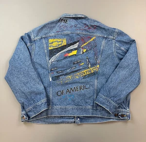 Giacca Lee Vintage Uomo 2XL Blu Denim Camionista Chevy Camaro Heartbeat Grafica - Foto 1 di 17