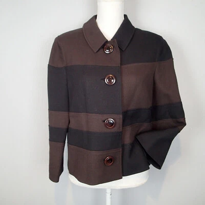 Carlisle 黑色棕色夹克外套 10 码羊毛 bl 职业工作外套 e5 — 第 1/4 张图片