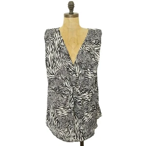 Halogen Nordstrom Faux Wrap Blouse Size 4X Sleeveless Zebra Striped Top NEW B31 - Picture 1 of 5