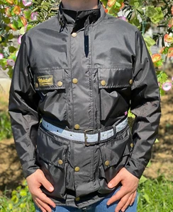 Biker Belstaff xL 500 Professional Motorcycle Light Jacket Belted Coat Size M - Picture 1 of 24