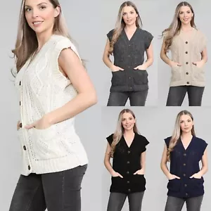 Maglione maglione donna smanicato nonno 5 bottoni gilet donna - Foto 1 di 11