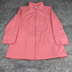 Susan Graver Longline-Jacke Damen groß rosa strukturiert Spitze Reißverschluss Frühling - Bild 1 von 10
