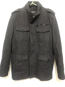Guess Men's Gray Full Zip Wool-Blend Insulated Field Coat Size XL Removable Bib - Picture 1 of 4