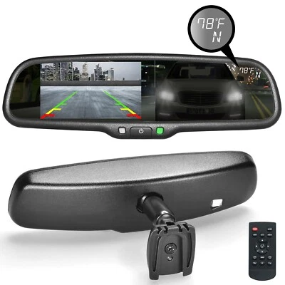 Master Tailgaters OEM Rear View Mirror w/ 4.3" LCD Auto Dimming Temp Compass - Image 1 of 4