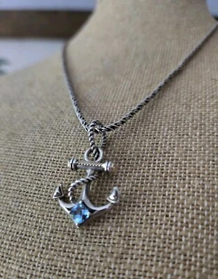 Effy Blue Topaz Anchor Sterling silver pendant necklace Balissima Bh - Image 1 of 4