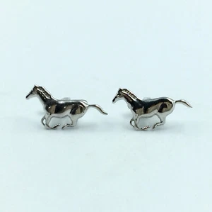 High Finish 935 Argentium Silver Running Horse Men's Unique Cufflinks - Picture 1 of 5
