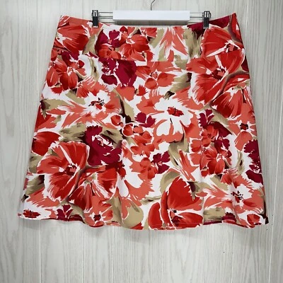 Lane Bryant A-Line Skirt Womens 22W Pink Red Floral Knee Length Side Zip Stretch - Image 1 of 4