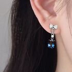 Elegant Bow Jewelry Drop Earrings For Women White Sapphire A Pair/Set((Au,+