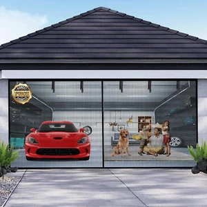 😀 Porta schermo garage per 2 garage auto 16x7 piedi schermo magnetico ponderato inferiore - Foto 1 di 6