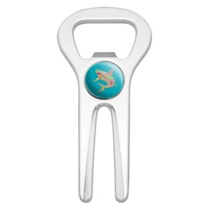 Mosaic Lily Shark Tropical Island Surf Golf Divot Repair Tool Bottle Opener - Picture 1 of 6