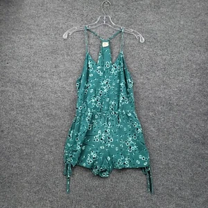 O'Neill Romper Womens S Small Green One-Piece Floral Ruched Side Tie Racerback - Picture 1 of 12