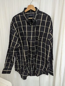 Nautica Black Shirt Men's Size Large Check Button Up Check Casual Work Shirt - Picture 1 of 3