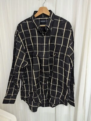 Nautica Black Shirt Men's Size Large Check Button Up Check Casual Work Shirt - Image 1 of 3