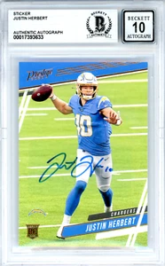 JUSTIN HERBERT Signed 2020 Panini Chronicles Panini Rookie Card RC BAS 10 Auto - Picture 1 of 2