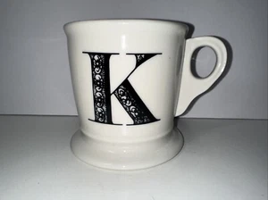 Anthropologie Monogramm Anfangsbuchstabe K Becher weiß schwarz Barber Kaffee Tee Tasse - Bild 1 von 8