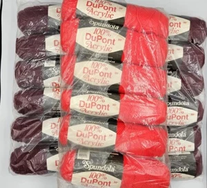Lot Of 18 New Spundola Dupont Acrylic Yarn Skeins 4 Ply Knitted Worsted Wt 3 oz - Picture 1 of 11
